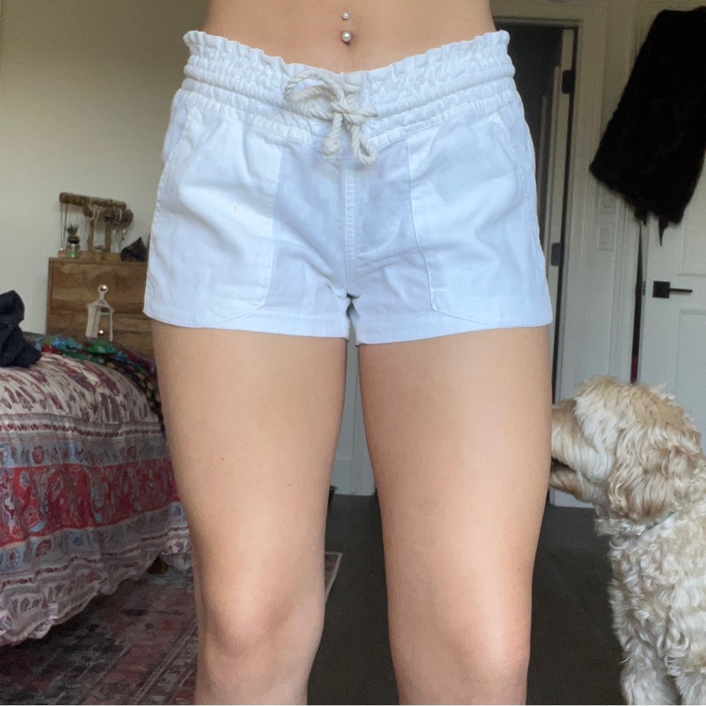 tie-up linen beach shorts